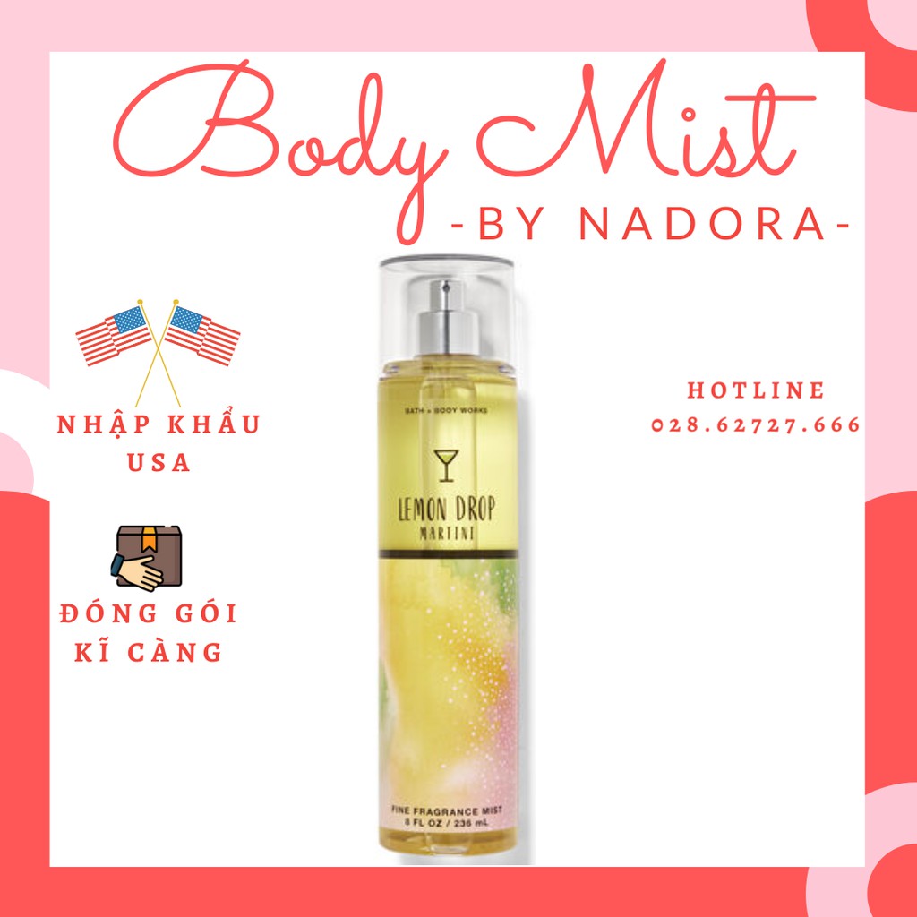 Xịt Thơm Toàn Thân Bath And Body Works - Lemon Drop Martini Body Mist (236ml)