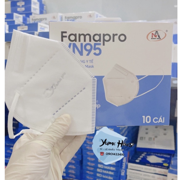 [VN95 (N95)- Combo 5 hộp(50 cái) ] Khẩu trang y tế kháng khuẩn 4 lớp Chính Hãng Famapro VN95