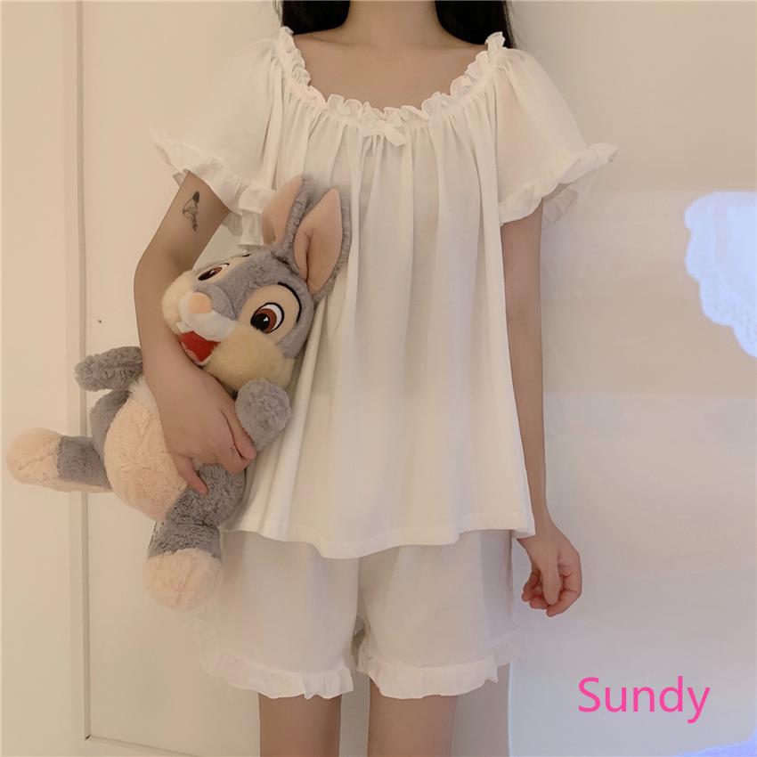 Bộ Đồ Ngủ Vải Mềm Kiểu Nhật Bản Thời Trang Mùa Hè Dành Cho Nữ