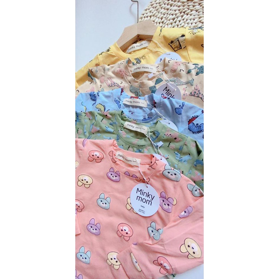 Bộ cotton 100%  Minky mom in hình con vật - ô tô cho bé trai và bé gái  chốt livetrearm