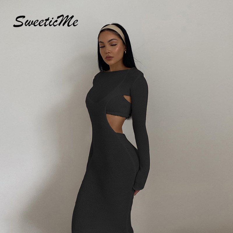 Set Đầm Cổ Tròn Trễ Vai Sweeticme