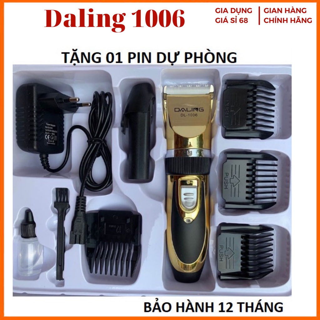 Tông Đơ Cắt Tóc Cao Cấp Daling 1006 | Tặng Kèm 1 Pin Dự Phòng| Tăng Đơ Cắt Tóc Không Dây Chuyên Nghiệp
