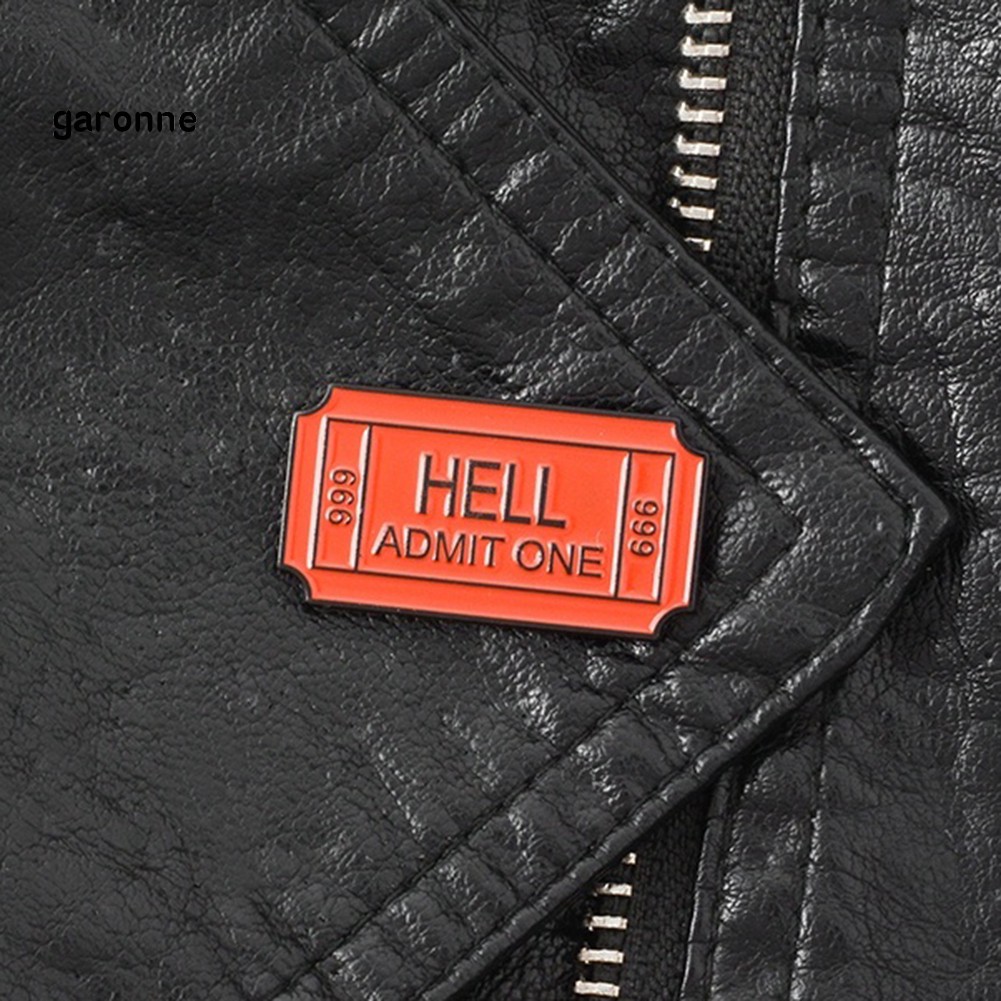 GA_English Letter Hell Admit One Badge Metal Brooch Pin Clothes Scarf Jewelry Decor