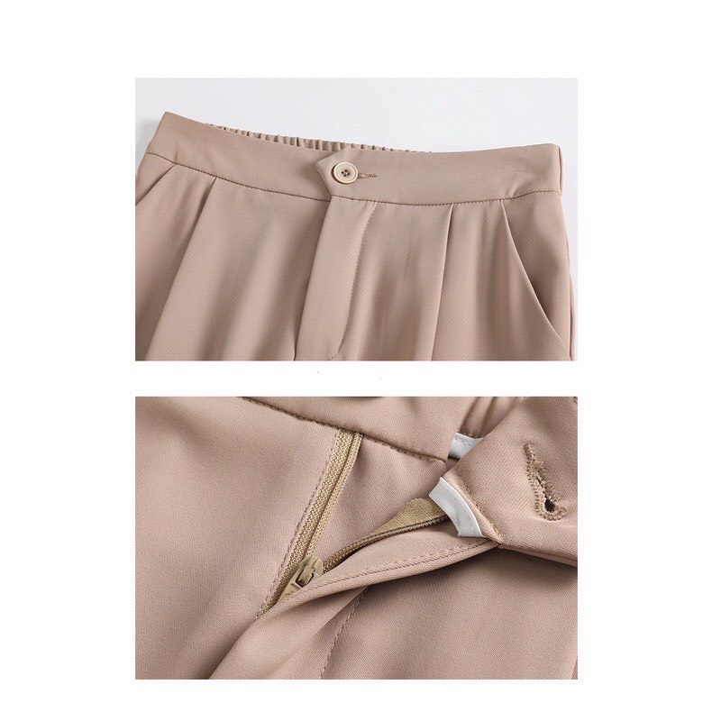 Quần Baggy Công sở nữ chun Sau  - Quần Tây nữ Chun Sau Cạp Cao Khoá Trước Có cỡ to Bigsize-mã 415A