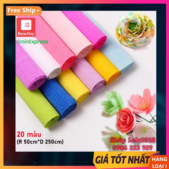Giấy nhún, nhăn cuộn, gấp làm hoa (cuộn 50cm*2,5m)