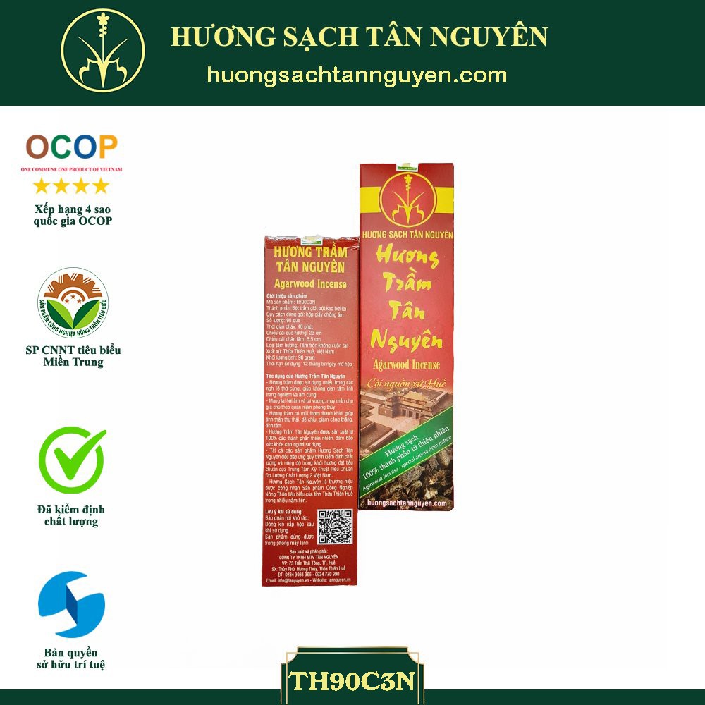 [Mã LIFEHLDEC giảm 10% đơn 99k] Hương Trầm CỐ ĐÔ loại thơm - Nhang Sạch Tân Nguyên hộp 90 que - TH90C3N - TH90C3