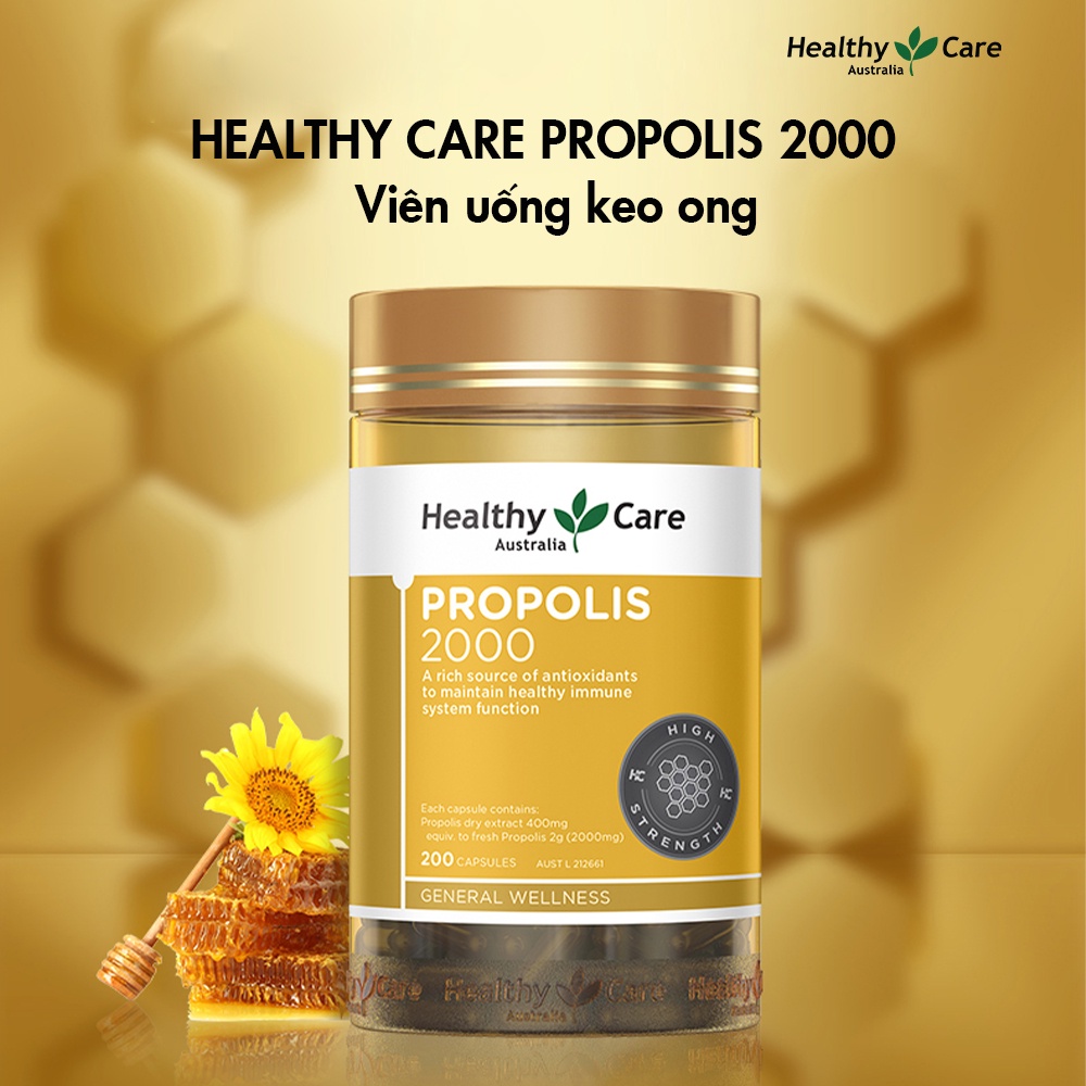 Viên uống keo ong tăng cường miễn dịch Healthy Care Propolis 200 viên