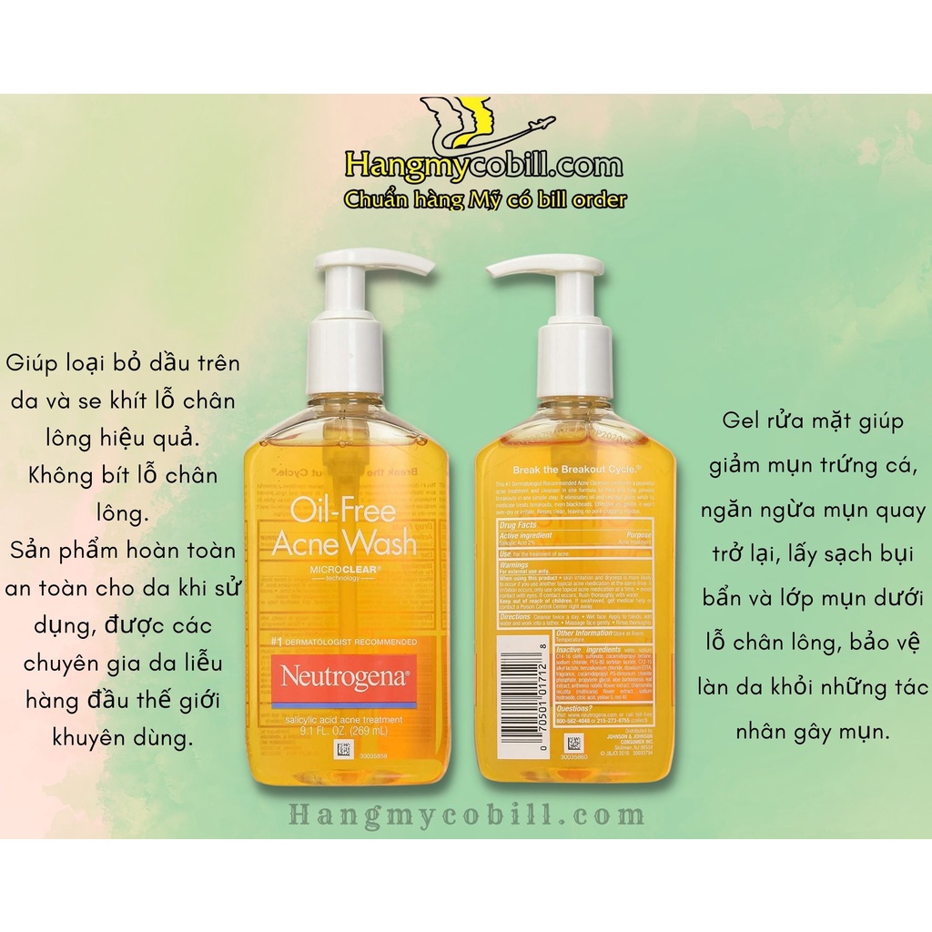 Sữa Rửa Mặt Neutrogena Oil-Free Acne Wash 269ml