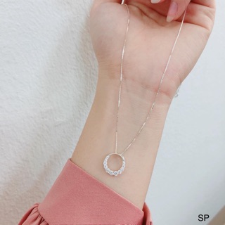 Dây chuyền bạc ý mặt tròn gắn đá