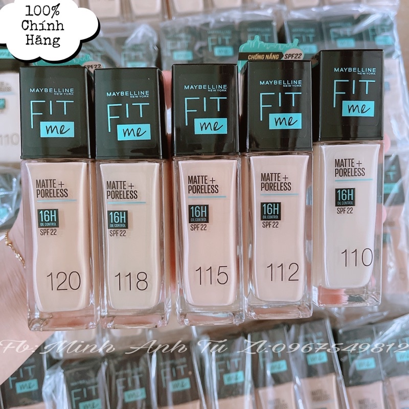 Kem Nền Kiềm Dầu, Cho Lớp Nền Mịn Lì Tự Nhiên Maybelline Fit Me Matte Poreless Foundation SPF22 30ml
