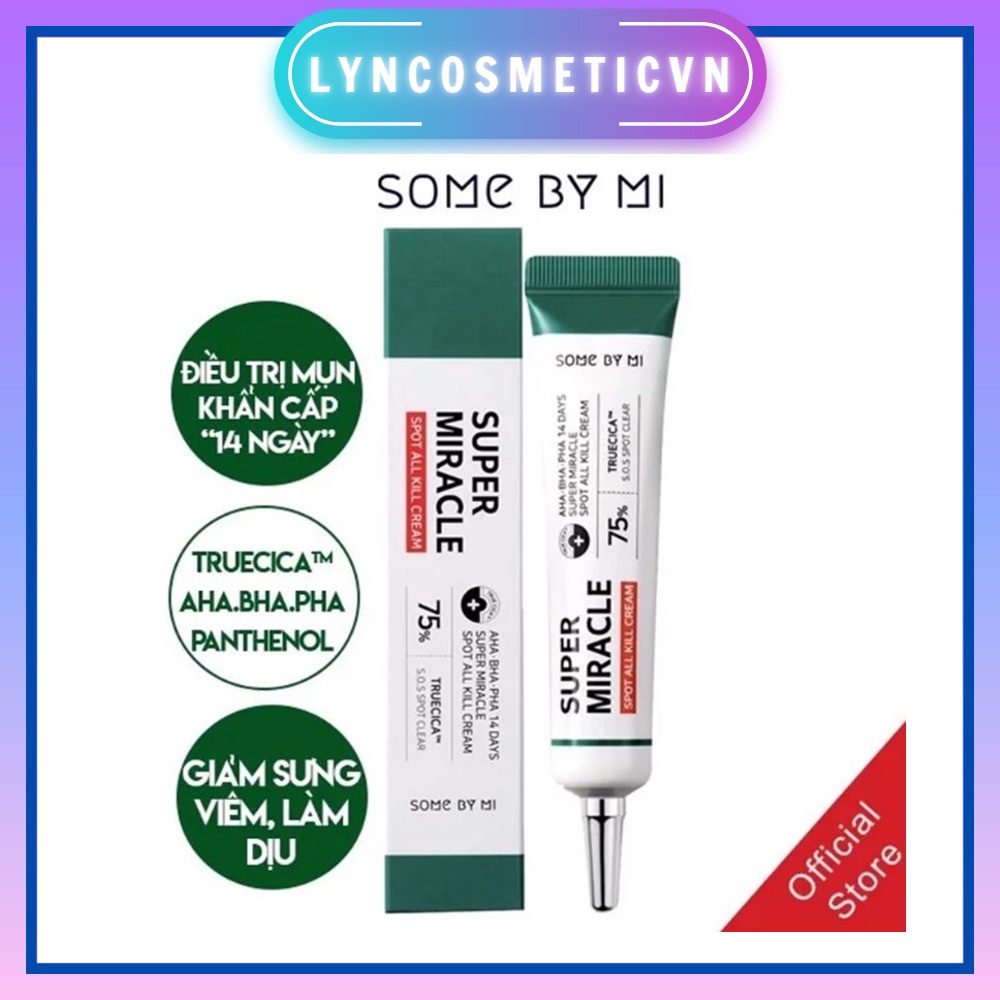 Kem Dưỡng Đặc Trị Mụn "14 Ngày" Some By Mi AHA/BHA/PHA 14 Days Super Miracle Spot All Kill Cream 30ml