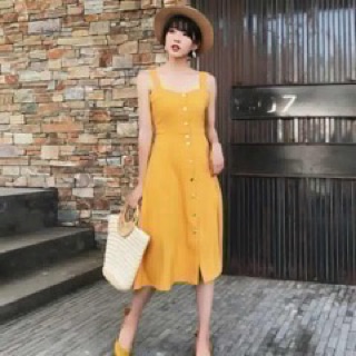 Váy 2 dây vàng mustard (Order 7-10 ngày)