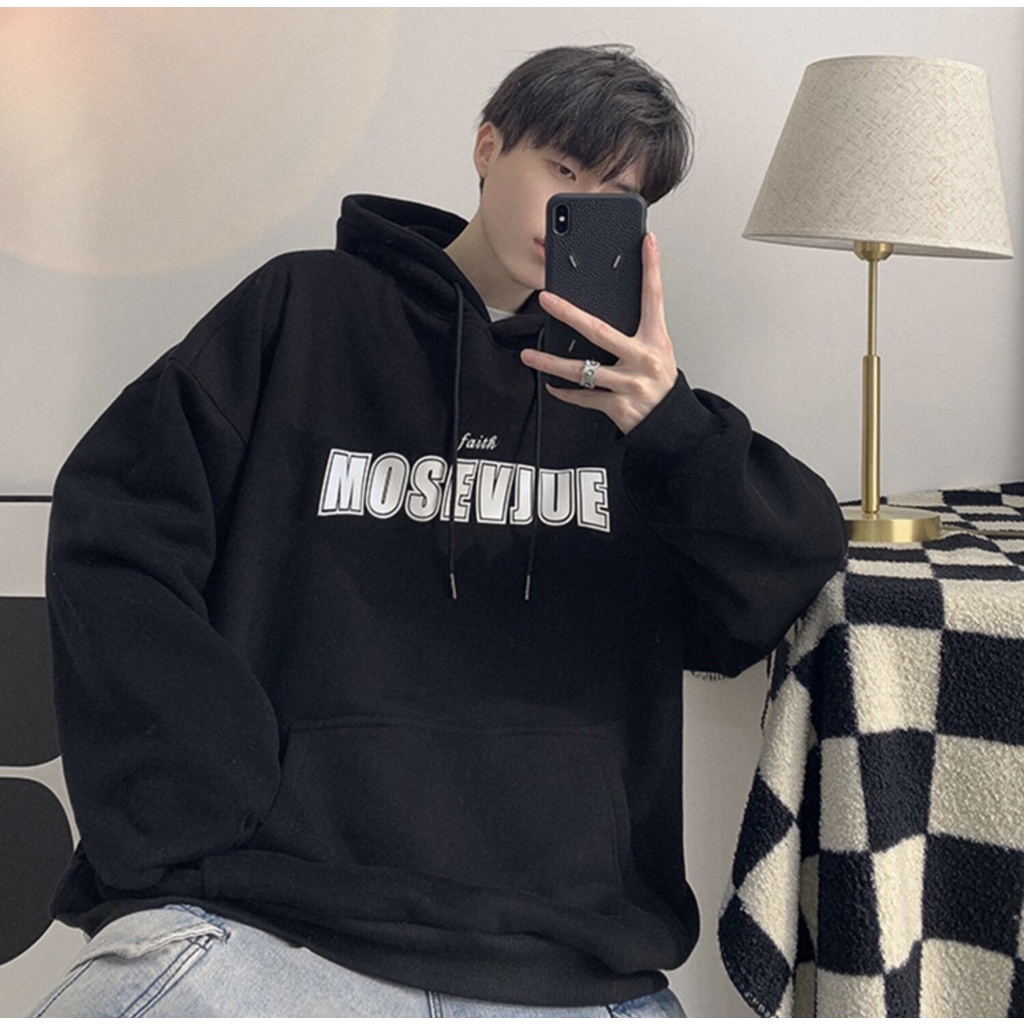 Áo hoodie nam nữ form rộng 2N Unisex nỉ bông FAITH màu đen/nâu