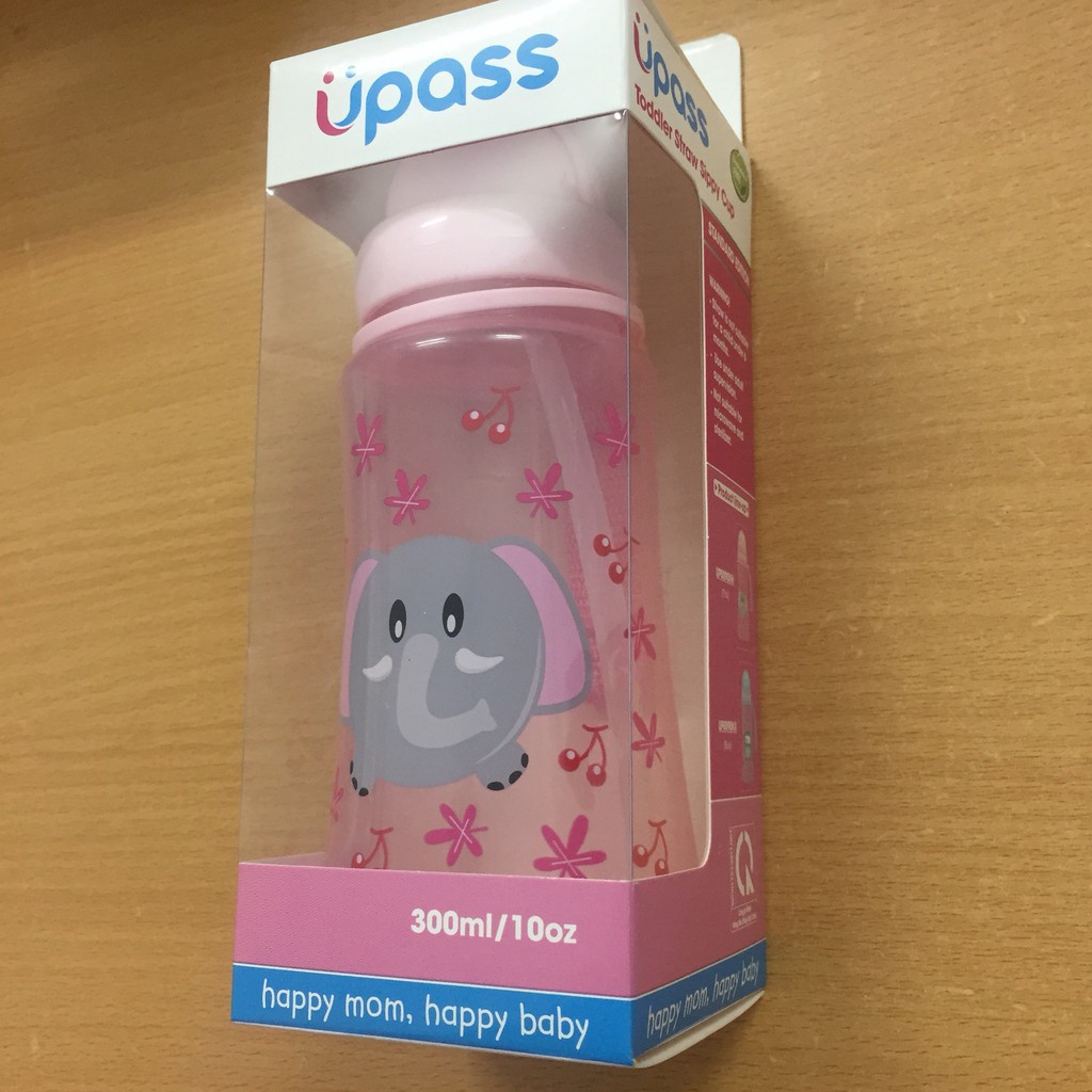 Bình uống nước Upass 300ml cho bé, có ống hút tiện lợi  Mama Baby VN