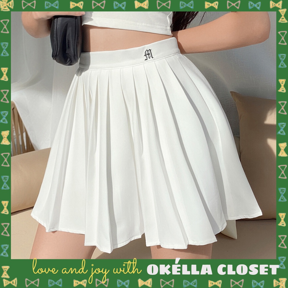 Chân váy xếp ly hai lớp, chân váy tennis phong cách Âu Mĩ có lót trong Okella CV007 (có ảnh thật chụp tại shop)