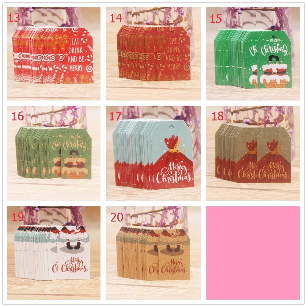 Set 100 nhãn tag giấy kraft 5*3CM trang trí quà tặng Giáng sinh tự làm