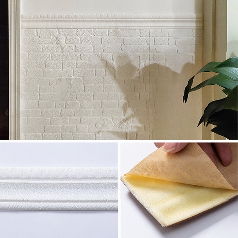 Cuộn Xốp 3d Dán Viền Tường Trang Trí Phòng Khách / Phông Nền Tv