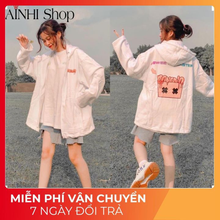 Áo Hoodie Nỉ ❤️FREESHIP❤️ Cho nam Cho nữ và Cặp Đôi Có 4 Màu, Form rộng Unisex BANAWA có dây kéo Ulzzang