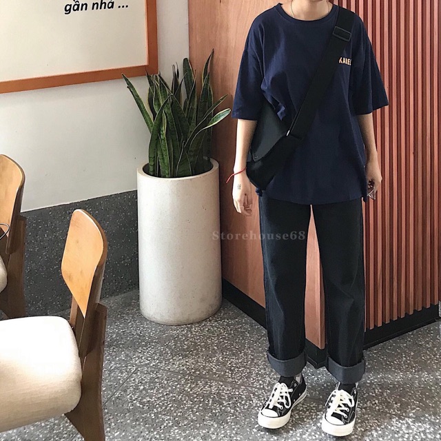 Quần ống rộng gấp gấu