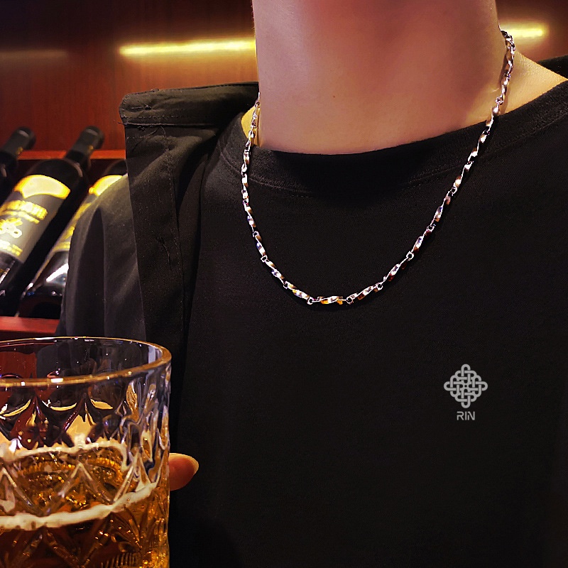 Dây chuyền titan unisex, Vòng cổ titan không phai không rỉ sét kiểu dáng xoắn, trangsucmoiluatuoi.RIN