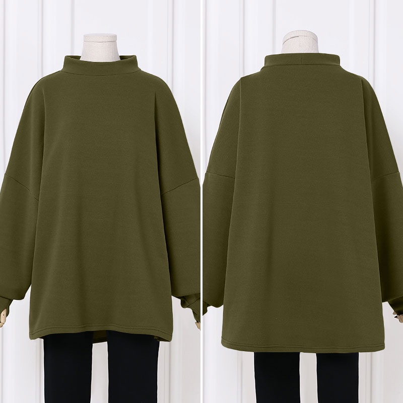 Áo sweatshirt ZANZEA tay dài cổ tròn màu trơn dáng rộng xẻ tà dành cho nữ 
 | BigBuy360 - bigbuy360.vn