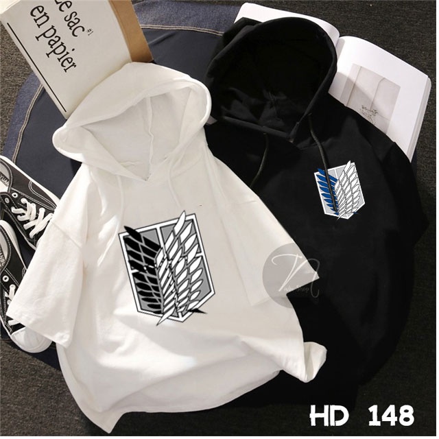 Áo Hoodie Tay ngắn Anime attack on titan , áo Manga đại chiến titan giá rẻ in theo yêu cầu