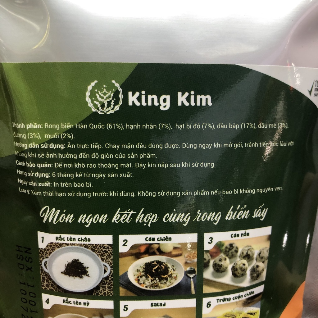 Rong Biển Sấy Hàn Quốc King Kim ăn liền túi 50g