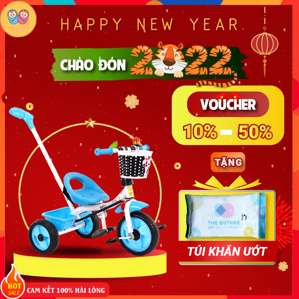 Xe đạp 3 bánh tập đi cho bé,có cần đẩy phía sau hỗ trợ phương hướng chất liệu an toàn chắc chắn