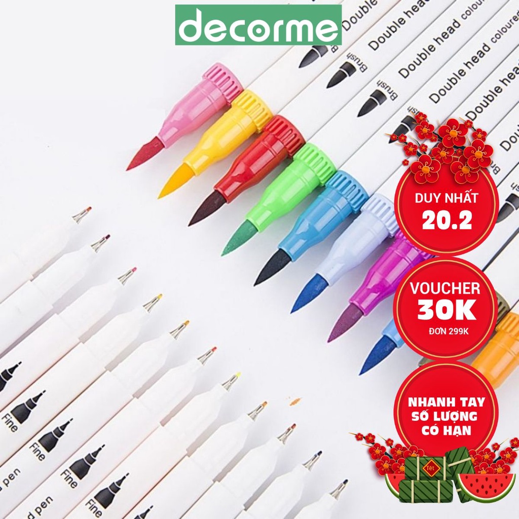Bút viết tiêu đề DecorMe dual brush pen fineliner