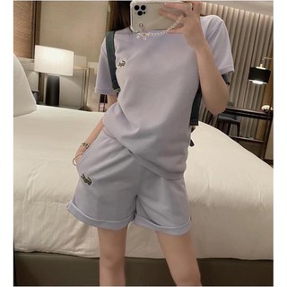 set bộ thun đùi cá sấu cổ tròn cho nữ