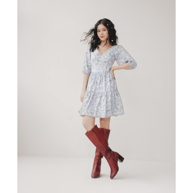 Đầm nối tầng hoa lụa nhí xanh phối ren trắng 1VA1184 ADORE DRESS | BigBuy360 - bigbuy360.vn