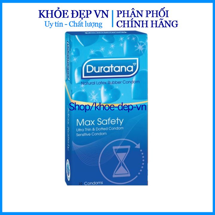 [ che tên] 1 hộp Bao cao su Duratana bcs gân gai siêu bôi trơn - Hộp 10 chiếc