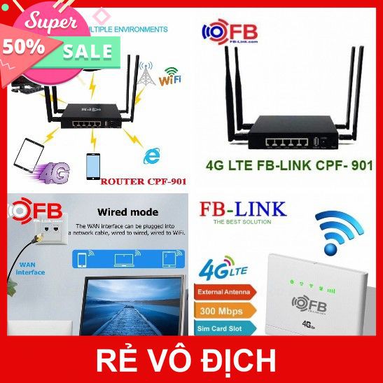 [XK][FREESHIP] ROUTER PHÁT WIFI 4G FB-LINK CPE-V08 ( 2 PORT), CPF-901 (5 PORT) - 32 USER [HCM]