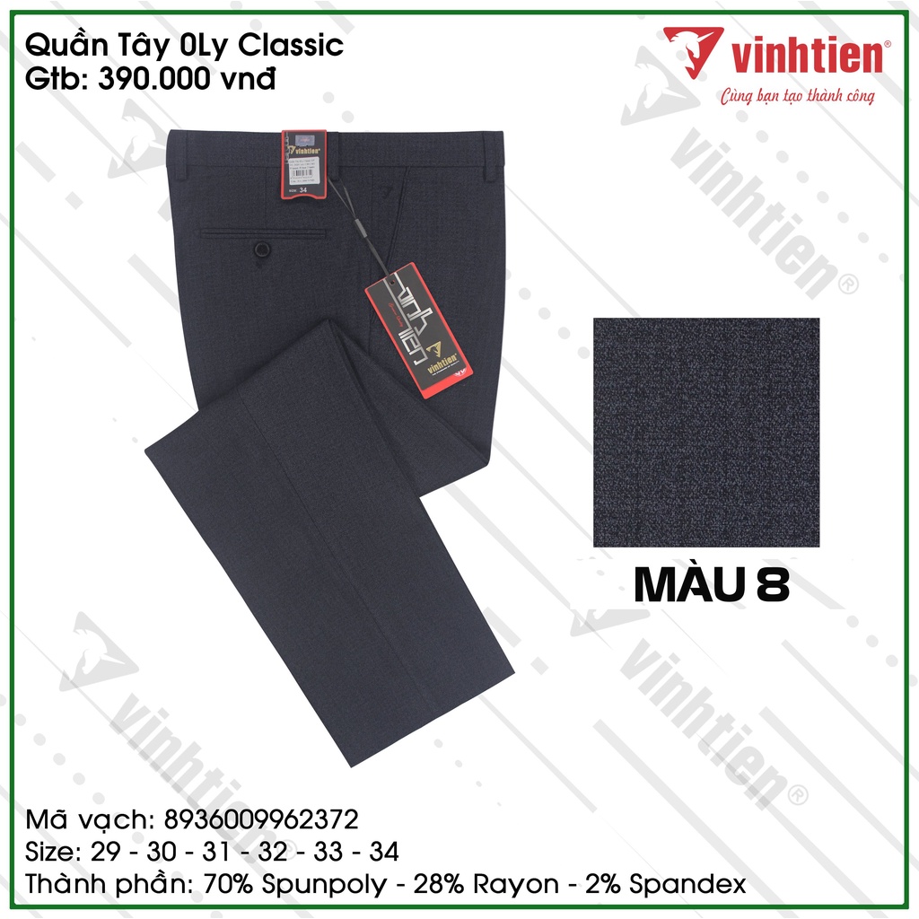 Quần Tây Nam 0Ly Nam Vĩnh Tiến Nhiều Màu QK390 | CHĨNH HÃNG|