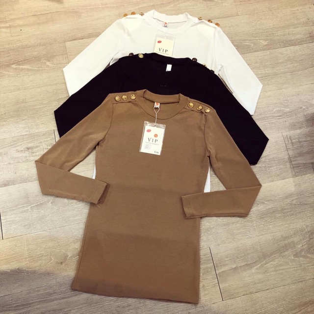 Áo thun ôm body dọc cúc vai