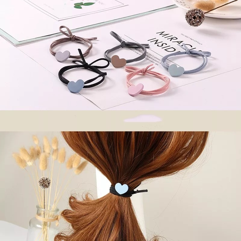 Set 2 dây thun cột tóc handmade trái tim nhiều màu dễ thương style hàn quốc - namimi