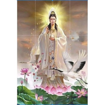 Tranh đính đá 5D- tranh Phật Bà Quan Âm