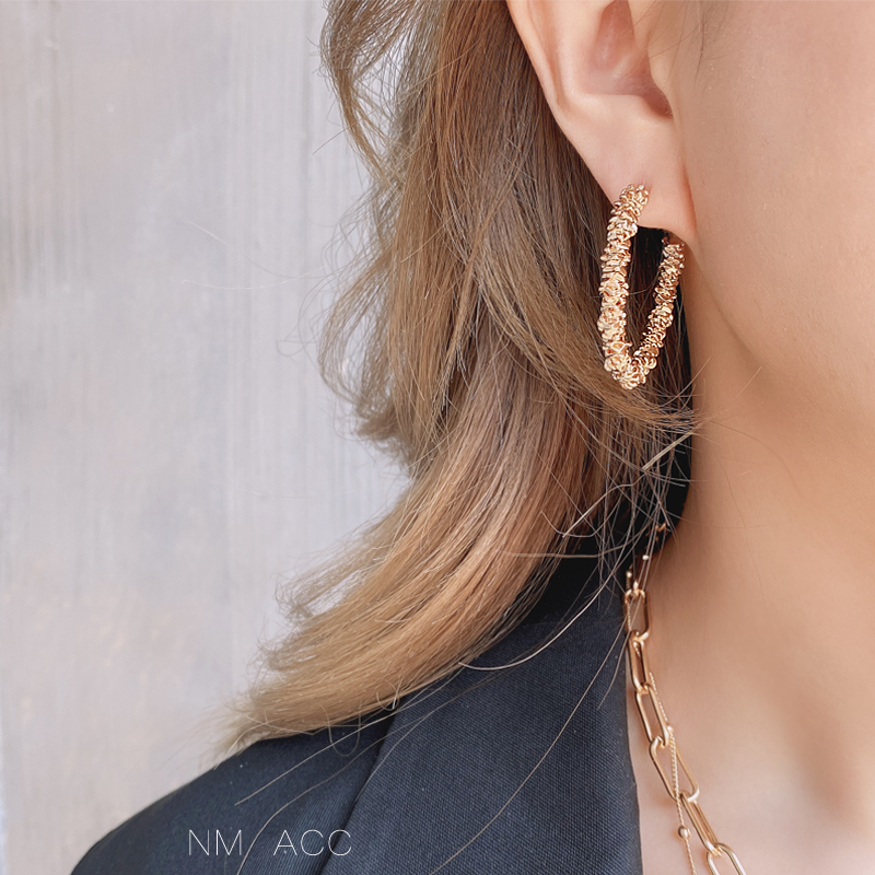 Bông tai mạ bạc 925 hình chữ C phong cách Hàn Quốc