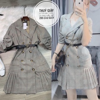 2Váy kẻ giả vest