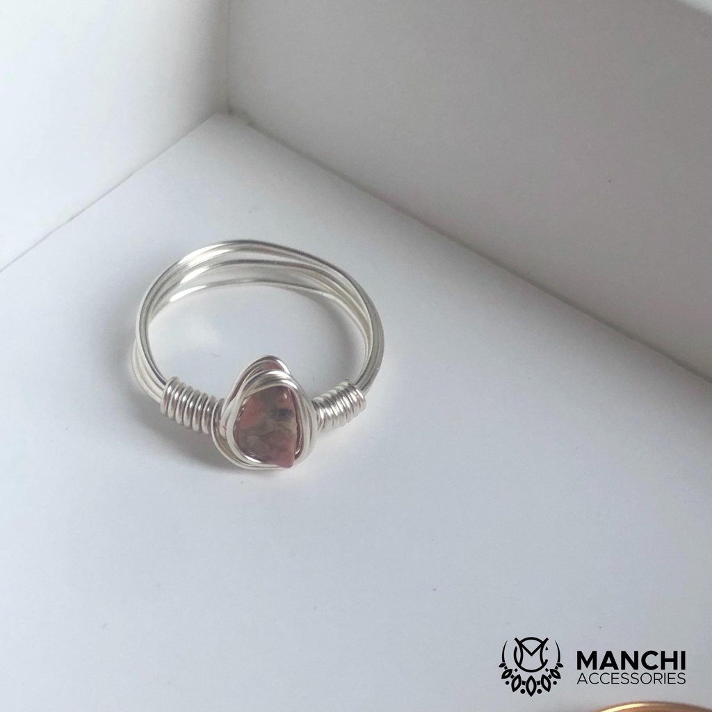 Nhẫn handmade gemstone/natural stone dây bạc nhiều mẫu mới