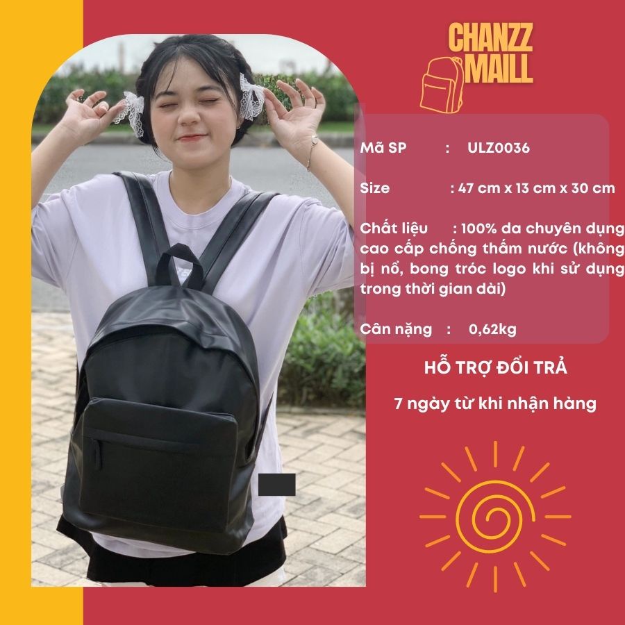BALO da thời trang unisex Chanzz Mall da PU chống nước cao cấp, cặp sách đựng laptop đi học đi chơi sành điệu ULZ0036