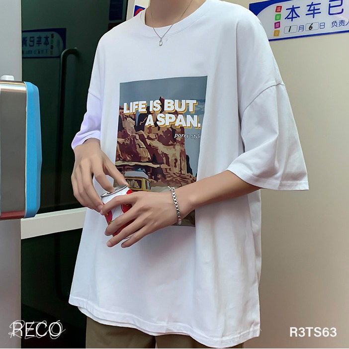 Áo thun, phông nam nữ Hàn Quốc cao cấp dáng rộng tay lỡ T-Shirt Loose R3TS63 Unisex
