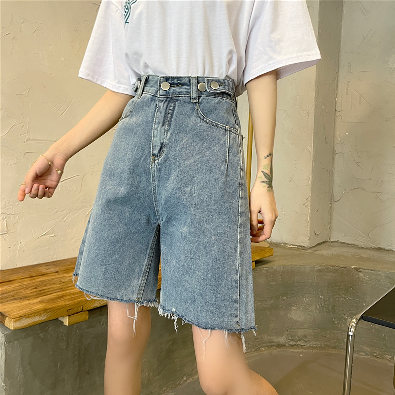 Quần short denim SUXI lưng cao thời trang mùa hè cho nữ