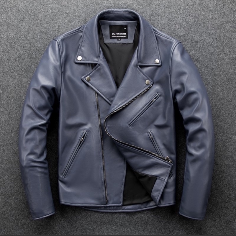 Biker vạt chéo màu xanh coban