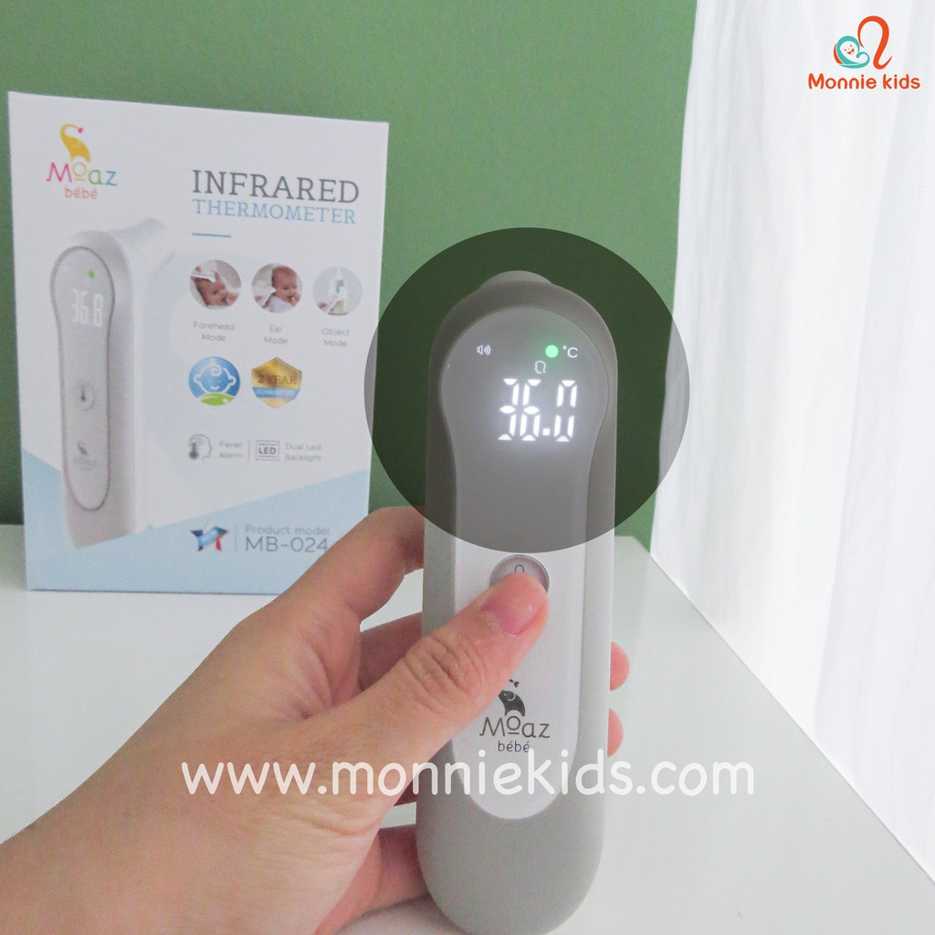 Nhiệt kế hồng ngoại đa năng Moaz BéBé MB-024, nhiệt kế đo trán đo tai cho bé - Monnie Kids