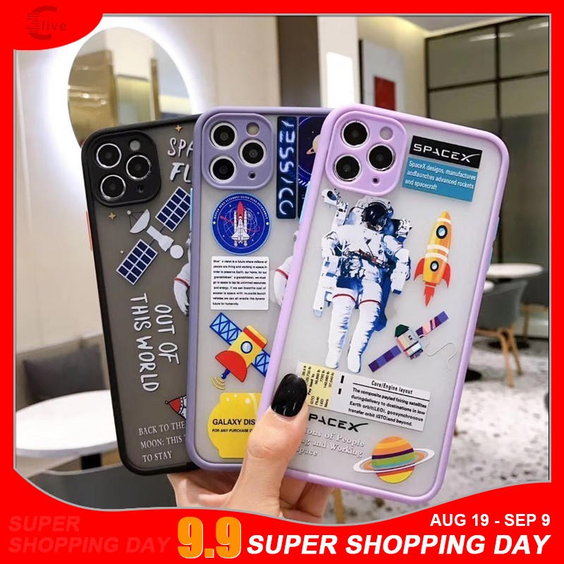 Ốp Lưng Cứng In Hình Phi Hành Gia Cho Iphone 11 Pro Max X Xs Max Xr 7 8 Plus