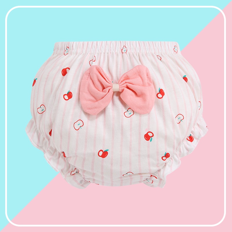 BBKing 100% Cotton Đồ lót trẻ em thoáng khí Quần lót cô gái in hình táo dễ thương Quần lót trẻ em