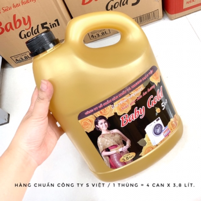 NƯỚC GIẶT baby gold 5 in 1 hương thơm lâu, mềm sợi vải.