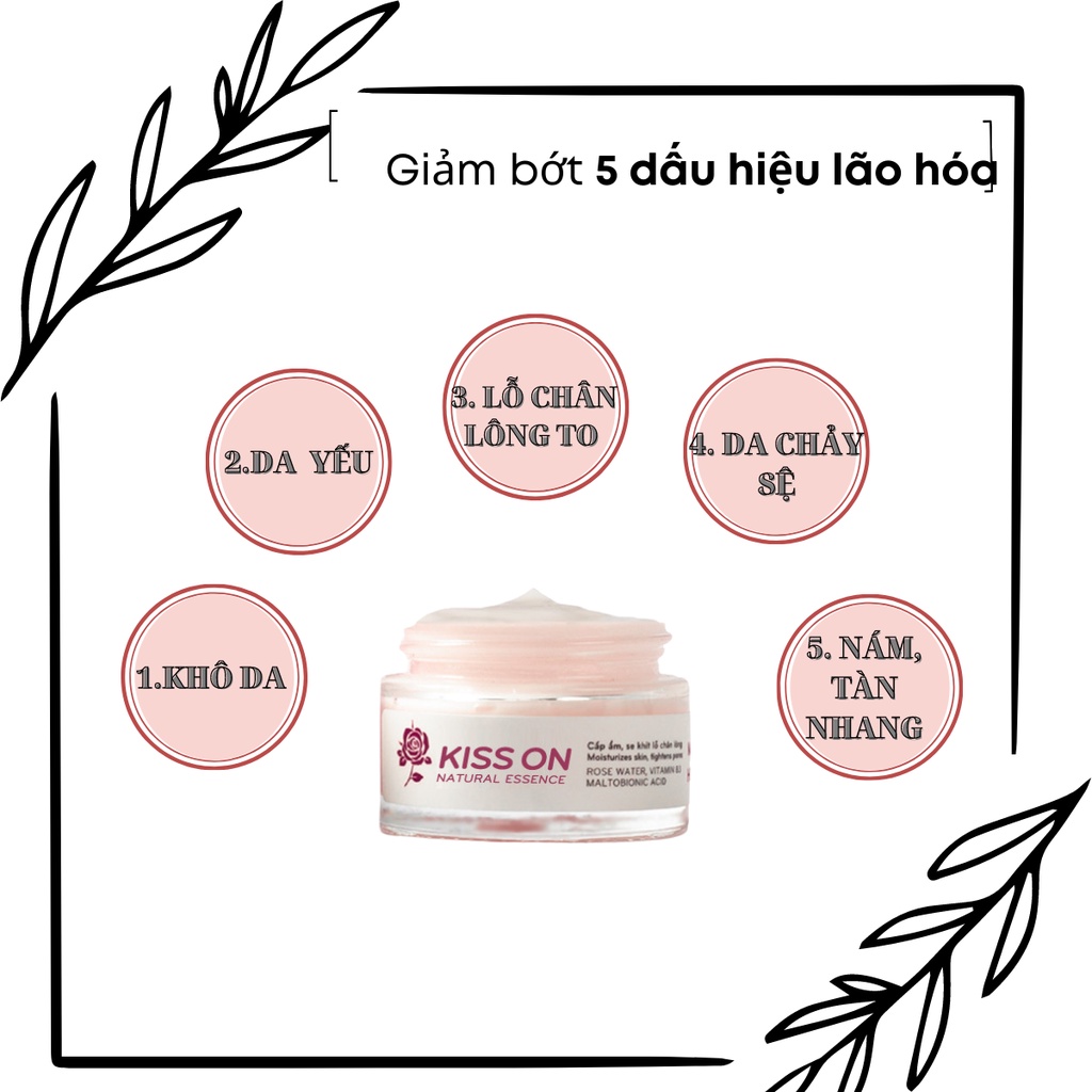 Mặt nạ ngủ hoa hồng KISS ON cấp ẩm chuyên sâu 30ml