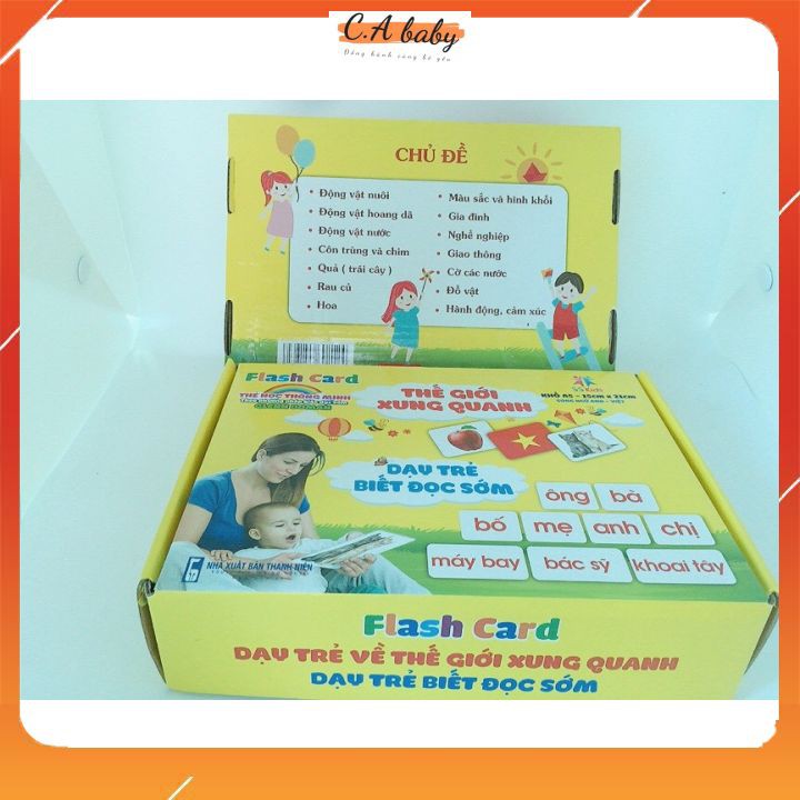 Bộ Thẻ Học Thông Minh size A5 15 Chủ Đề Thế Giới Xung Quanh song ngữ anh – việt chuẩn Glenn Doman Flashcard cho bé từ 0-